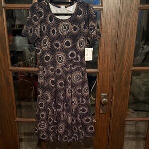LuLaRoe Black and Cream Sunburst Mini Dress